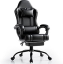 Video Game Chair for Adults, Massage Gaming Chair with Footrest, Adjustable Lumbar Pillow Gamer Chair for Kids, Comfortable Computer Chair with Leg Rest 