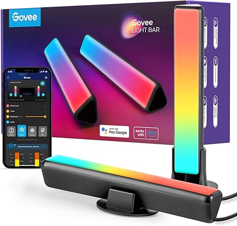 Gavee smart LED light bar, works with Alexa and Google assistant, RGBICWW WiFi TV Backlights with scene and music modes for gaming, pictures,  PC, room decoration 